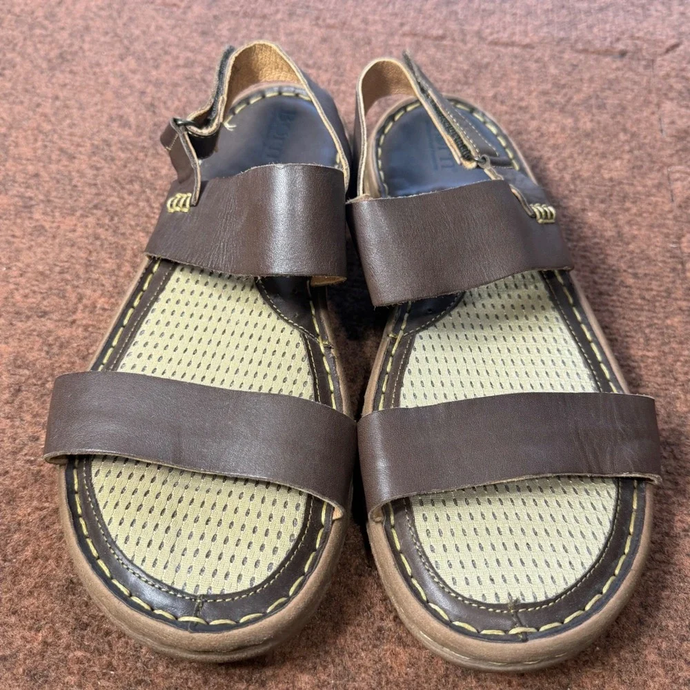 Born Mens Brown Leather Slingback Sandals Handcrafted Comfort Shoes 71143 MW